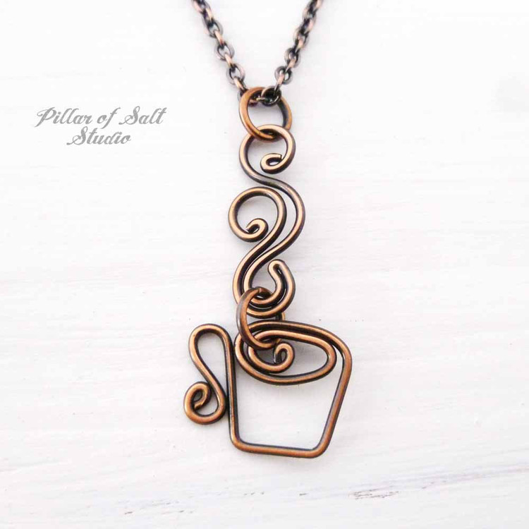 coffee mug necklace handcrafted by Pillar of Salt Studio