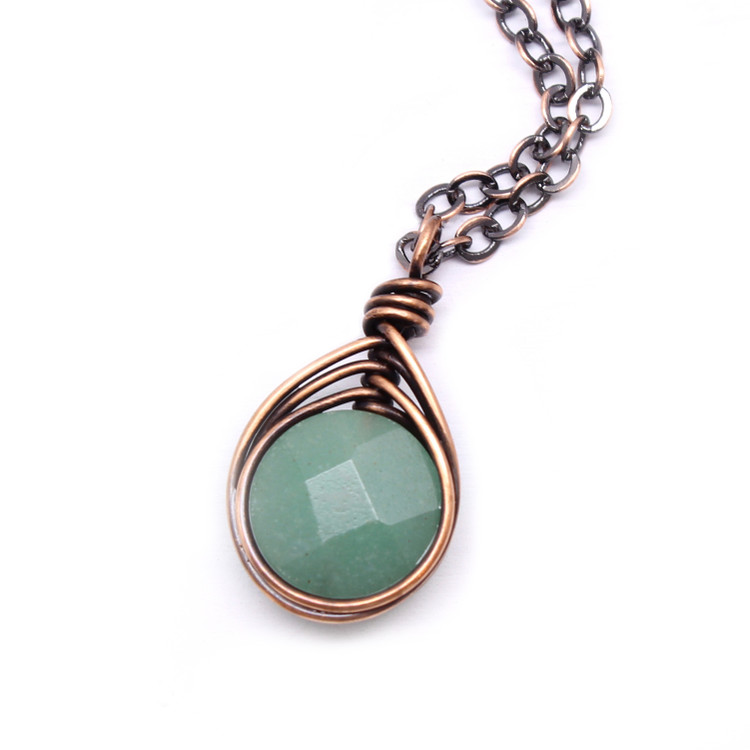 green aventurine copper pendant necklace