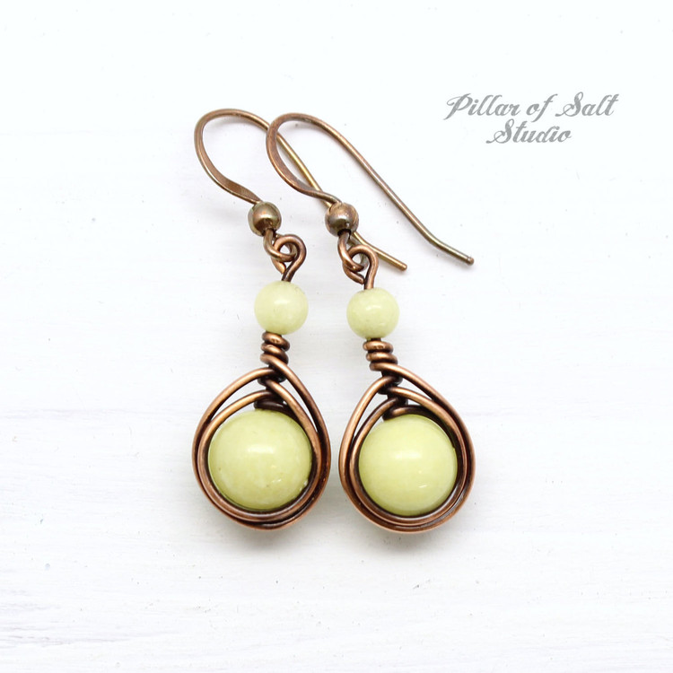 Lemon Yellow Copper Earrings