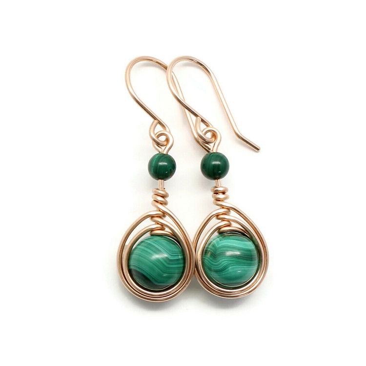 Malachite Rose Gold-Filled Earrings