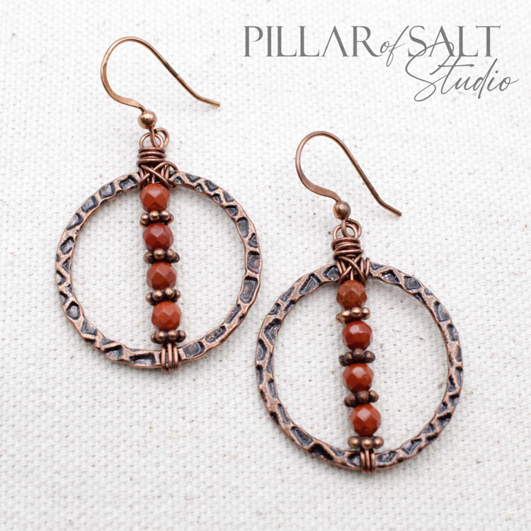 Red Jasper and Copper Earrings