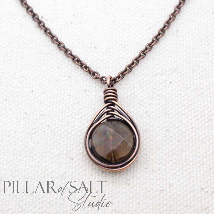 Smoky Quartz & Copper Pendant Necklace