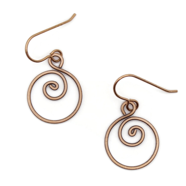 Small spiral bronze earrings