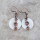 White mother of pearl Curlicue Wire wrapped copper earrings 