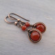 Copper Wire wrapped earrings with Red Carnelian stones