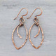 hammered copper marquis earrings by Pillar of Salt Studio