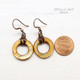 Brown Mother of Pearl Shell Hoops Copper Earrings