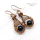 Black Onyx copper woven wire earrings