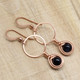 Copper and Black Onyx Small Hoop Earrings