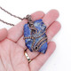 Cobalt Blue Impression Jasper Copper Wire Wrapped Pendant