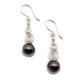 Iridescent Purple Simulated Pearl & Argentium Sterling Silver Swirly Earrings