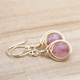 Pink Strawberry Quartz Handmade Earrings with Yellow Gold-Filled Wire