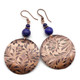 Flowering Vine Handcrafted Solid Copper Textured Disc Earrings