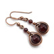 Garnet & Copper Wire Wrapped Earrings