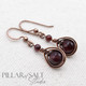 Garnet & Copper Wire Wrapped Earrings