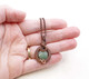 Woven Wire Wrapped Green Aventurine Pendant Copper Necklace