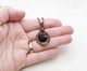 Black Onyx & Copper Woven Wire Wrapped Pendant Necklace 7th Anniversary Gift