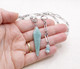 Stainless Steel Paperclip Chain with Amazonite Stones Necklace & Earring Set