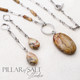 Rhyolite and Crazy Lace Agate Stainless Steel paperclip chain necklace and earring jewelry set