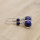 Sterling Silver Wire Wrapped Earrings with Lapis Lazuli Gemstones