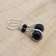 Sterling Silver Wire Wrapped Earrings with Black Onyx Gemstones