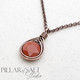Red Jasper Wire Wrapped Pendant Copper Necklace