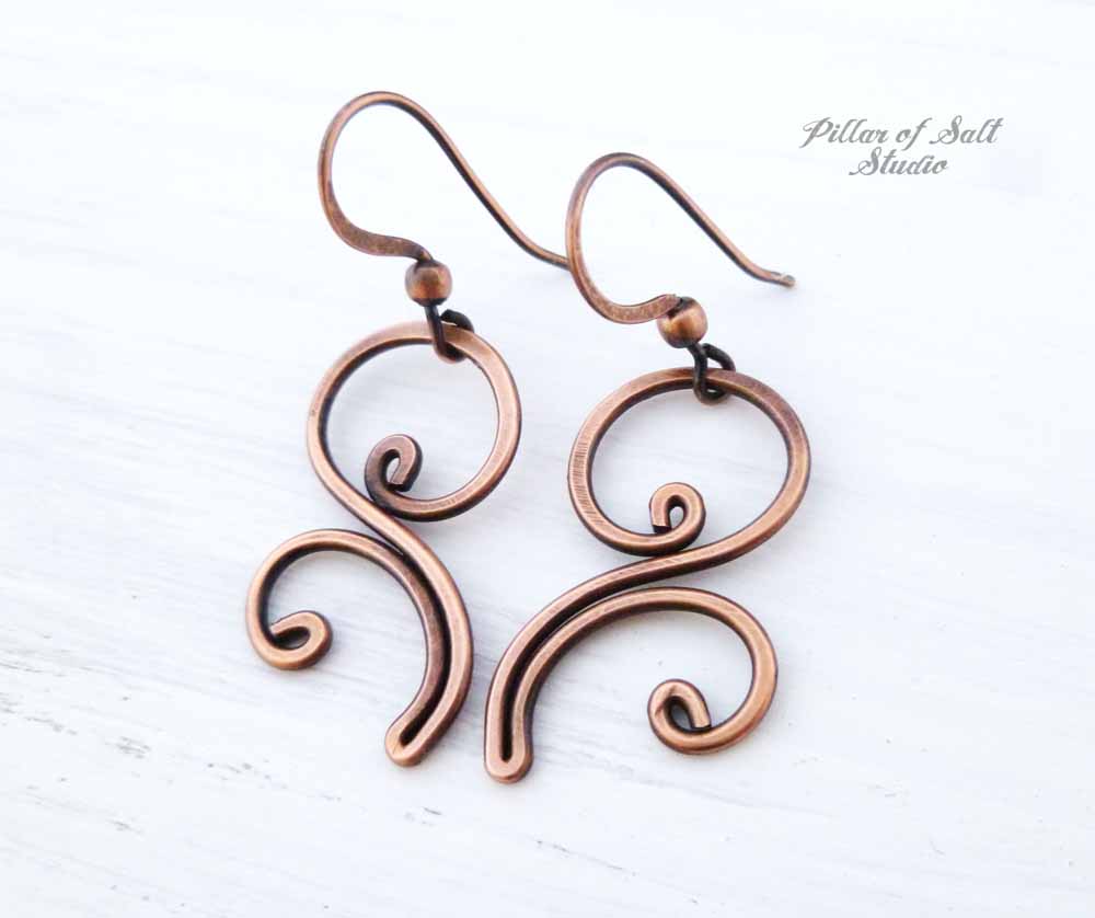 Details about   Copper Wire Handcrafted Dangle Earrings by Mba Handmade Jewelry 