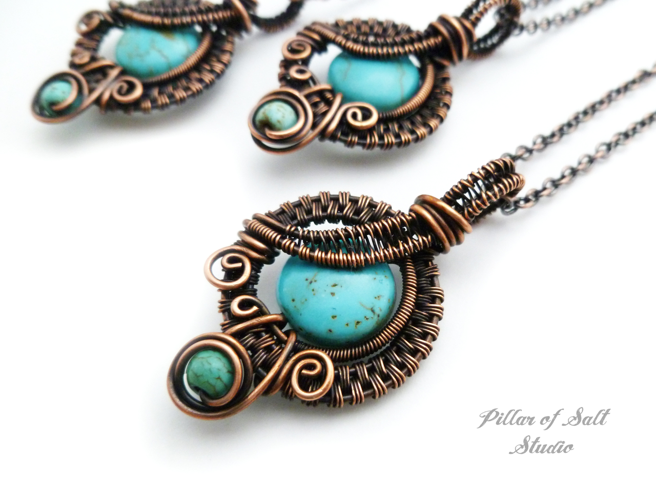 wire wrapped pendant copper necklace by Pillar of Salt Studio