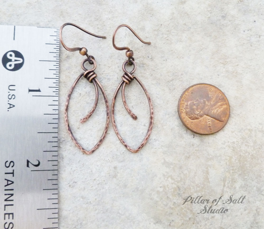 Solid copper earrings / Pillar of Salt Studio wire wrapped jewelry