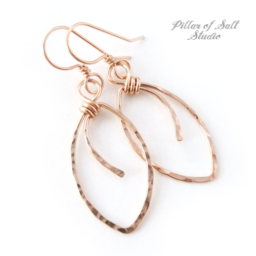 rose gold filled marquis earrings handcrafted jewelry by Pillar of Salt Studio