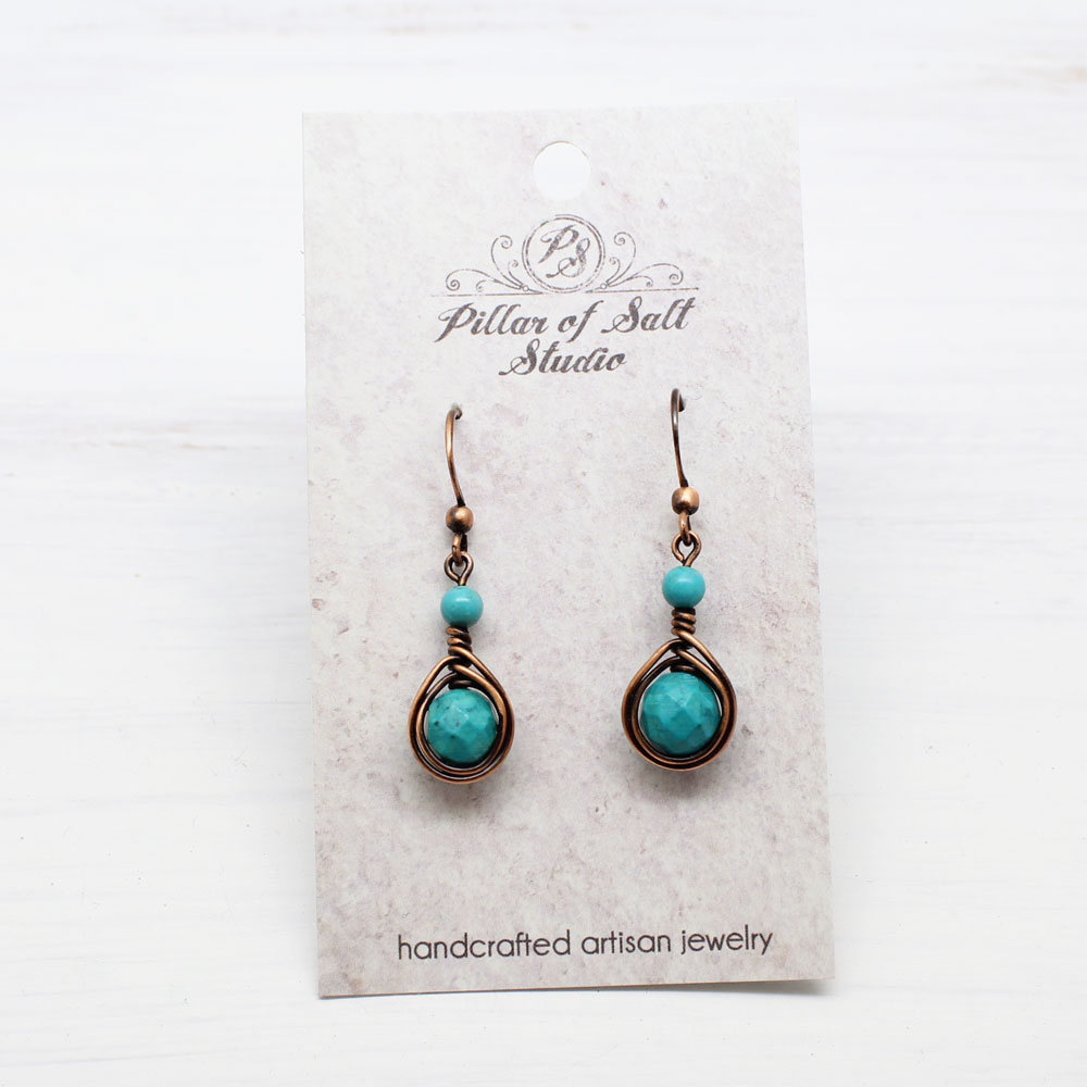 Genuine Turquoise and Copper Earrings