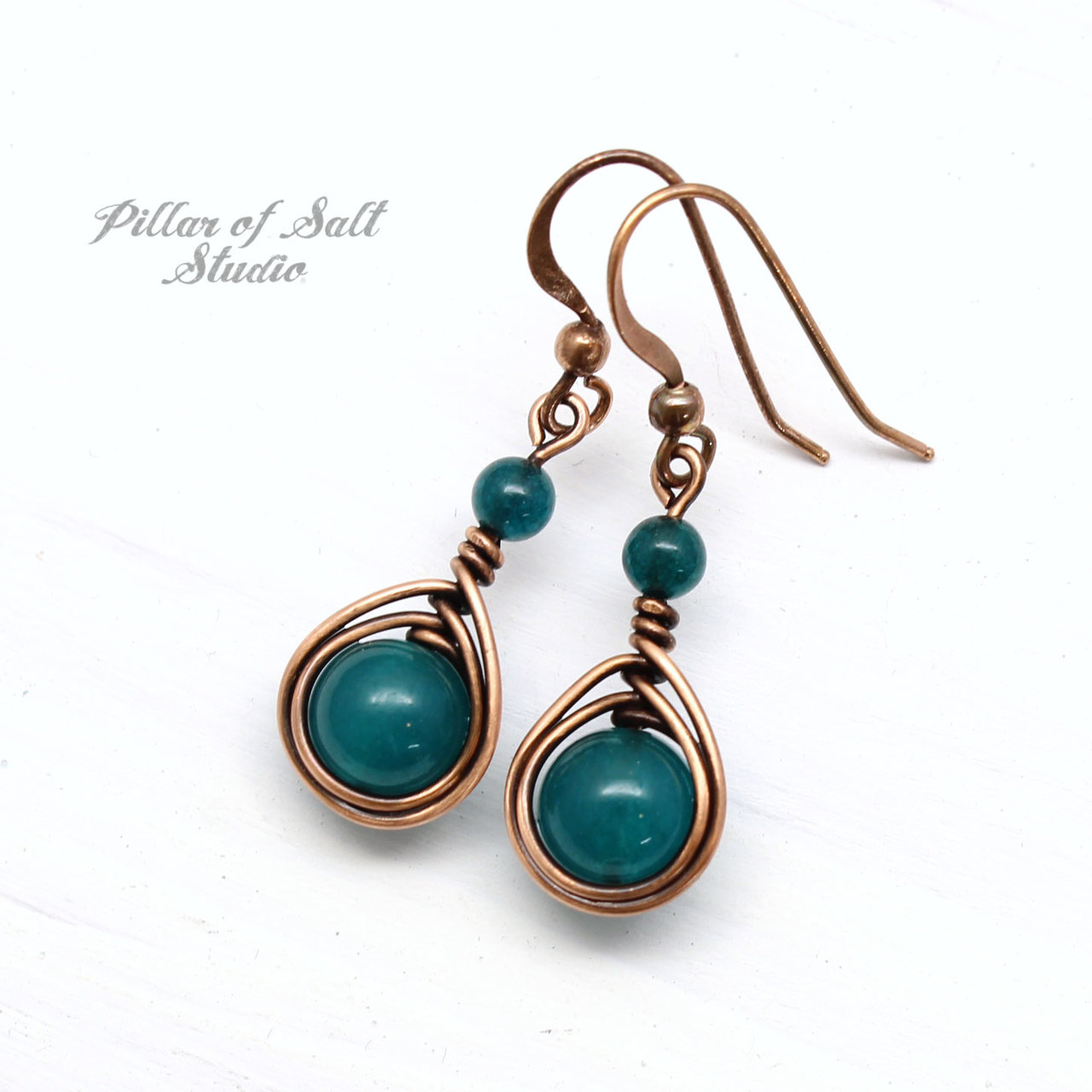 dark teal quartz earrings by Pillar of Salt Studio