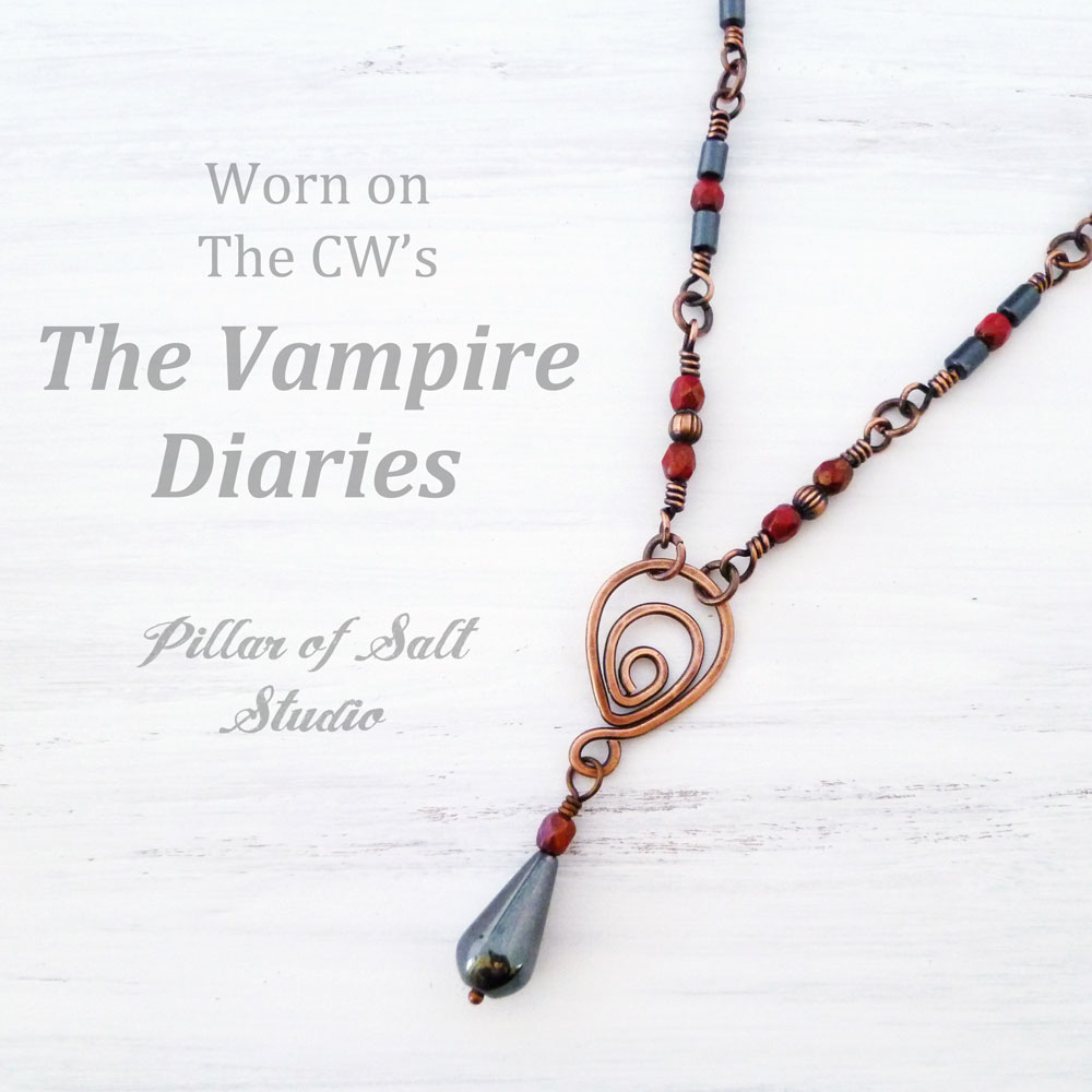 Copper wire wrapped necklace as seen on 