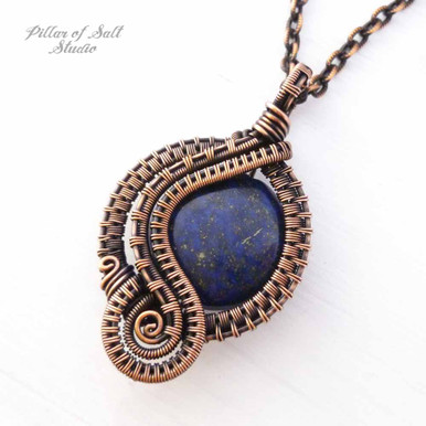 Wire Woven Lapis and Copper Necklace — Mitchell Jewelry Studio