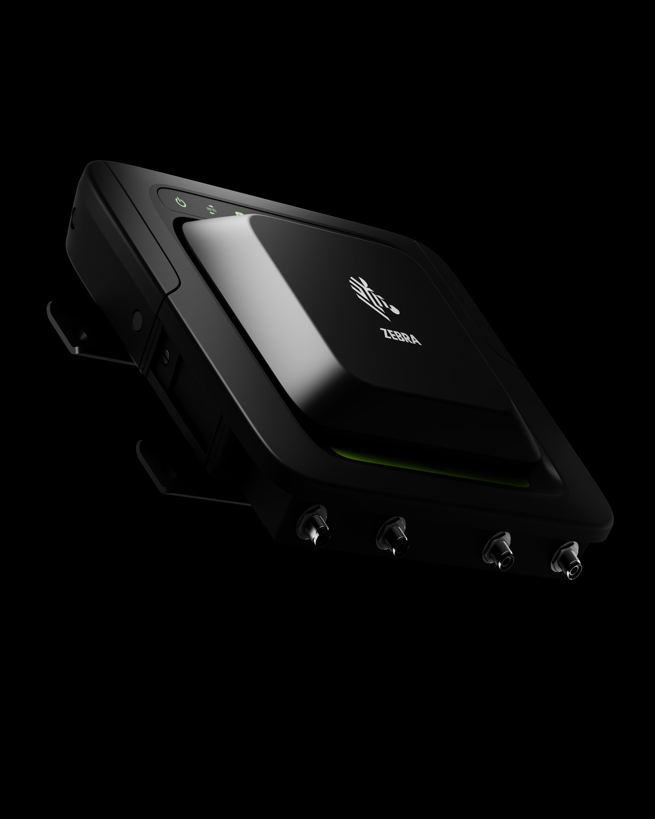 Zebra FXR90 fixed RFID reader with integrated antenna, angled product render
