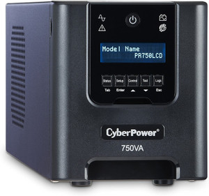 CyberPower PR750LCD Smart App Sinewave UPS System, 750VA/525W, 6 Outlets, AVR, Mini-Tower | PR750LCD