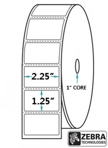 Label, Paper, 2.25x1.25in (57.2x31.8mm); DT, Z-Select 4000D, High Performance Coated, All-Temp Adhesive, 1in (25.4mm) core, 2100/roll, 12/box, Plain | 10015341
