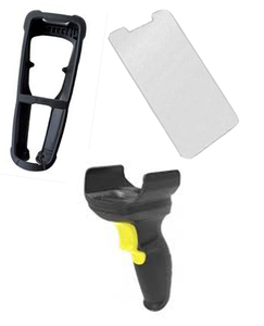 MC22/MC27 Protection kit, includes snap-on trigger handle, rubber boot for terminal with trigger handle, and 5-pack of tempered glass screen protector.| KIT-MC2X-CPRTCT-01 | KIT-MC2X-CPRTCT-01
