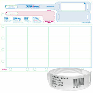 Wristband/Labels, Paper/PET, 8.5x11in (216x279mm), Laser, LaserBand 2, Adhesive Closure, Adult, W/20 labels, Orange, Hole Punched, 1000 sheets/box | LB2-ADULT-L2-ORA