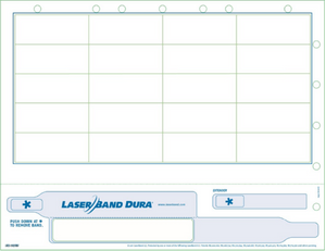 Wristband/Labels, Paper/PET, 8.5x11in (216x279mm); Laser, LaserBand Dura, Adhesive Closure, Adult, Hole Punched, 1000 sheets/box | LB2-102W3