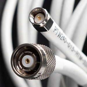 PTW240-015-RTM-SSM: 15 Feet 240 White Type Low loss Cable Assembly with Reverse Polarity TNC-Male and SMA-Male Connectors