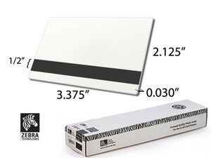 Zebra white PVC cards, 30 mil high coercivity magnetic stripe (500 cards) | 104523-113