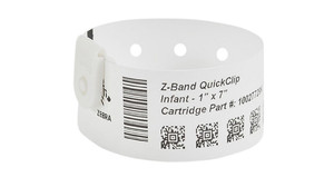 Wristband, Synthetic, 1x7in (25.4x177.8mm); DT, Z-Band QuickClip, Coated, 1in (25.4mm) core, 380/roll, Cartridge, Printed | 10027729K