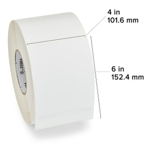 Label, Paper, 4x6in (101.6x152.4mm); TT, Z-Perform 1500T, Coated, Permanent Adhesive, 3in (76.2mm) core, RFID, 1000/roll, 1/box, Plain| 10026649 | 10026649