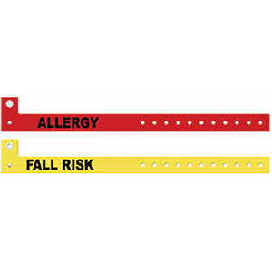 Wristband, Vinyl, 0.625 x 10in, Alert Wristband, Clip Closure, Red - ALLERGY, 500/box | PS-ALLERGY-RED