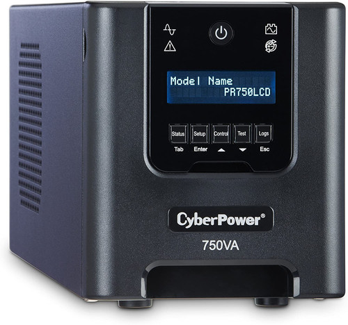CyberPower PR750LCD Smart App Sinewave UPS System, 750VA/525W, 6 Outlets, AVR, Mini-Tower