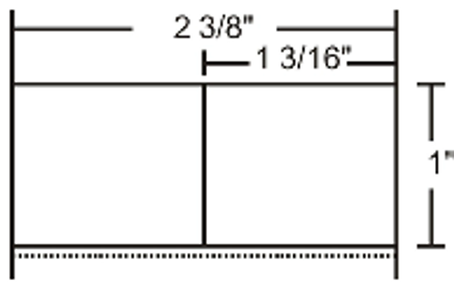 10010050 Zebra Z-Select 4000D (Center vertical slit creating two 1.1875" x 1" labels) 2.375x1 Paper Label 6/Case | 10010050