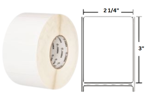 Label, Paper, 2.25x3in (57.2x76.2mm); TT, Z-Select 4000T, High Performance Coated, Permanent Adhesive, 1in (25.4mm) core, 930/roll, 6/box, Plain | 10009526