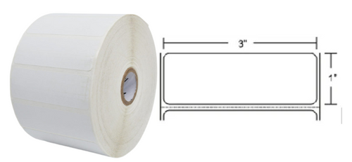 Label, Paper, 3x1in (76.2x25.4mm); TT, Z-Select 4000T, High Performance Coated, Permanent Adhesive, 1in (25.4mm) core, 2580/roll, 6/box, Plain | 10009528
