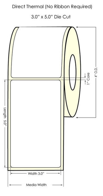 DT 3"x3" Paper Label Roll 1"/4"OD | 20076